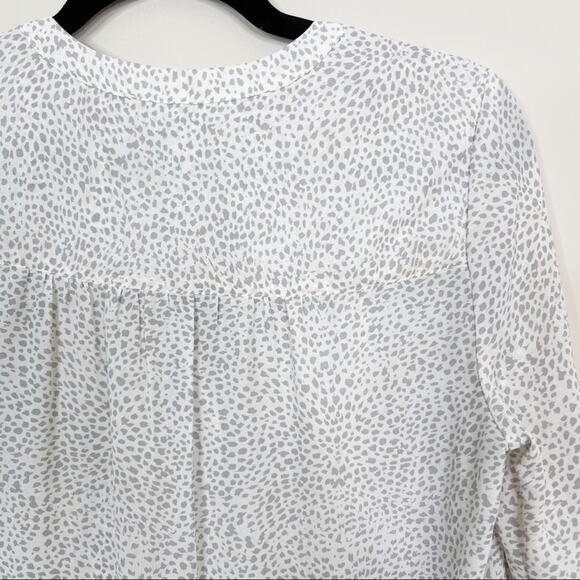 Carolina Belle Small S Leopard Polka Dot Print Top Blouse Cream White Gray Pink - Picture 6 of 8